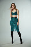 SEDUCTION | Sheer lace Pencil Skirt - VIRIDIAN