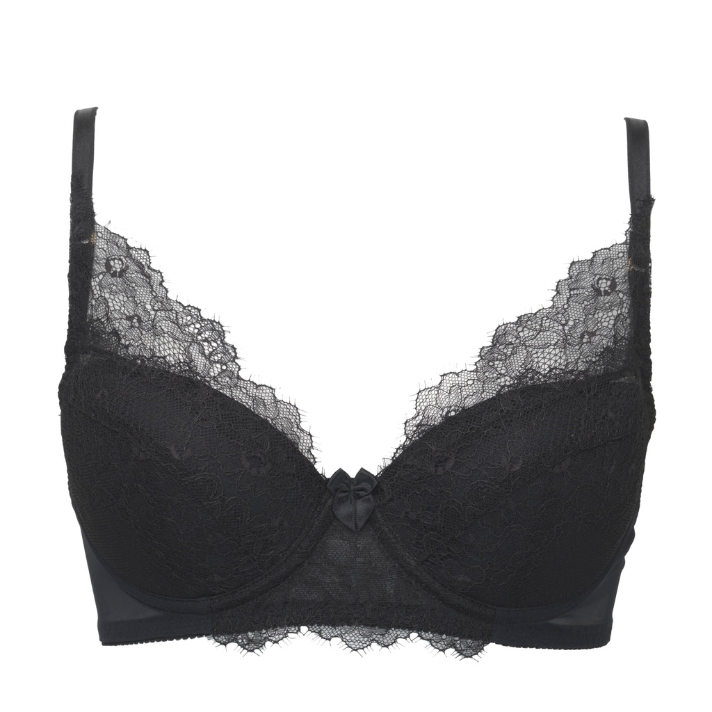 ECLIPSE | Lace covered wired bra - BLACK