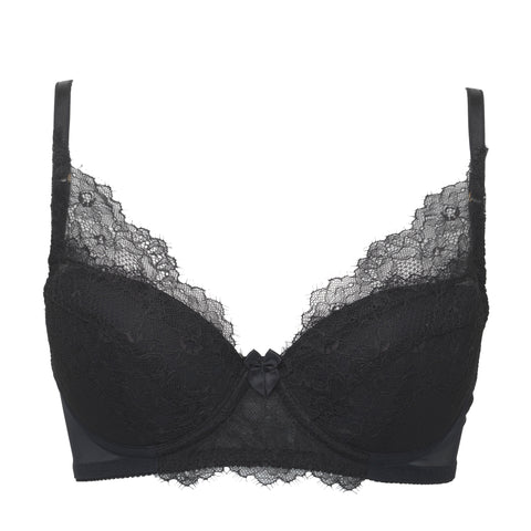 ECLIPSE | Lace covered wired bra - BLACK
