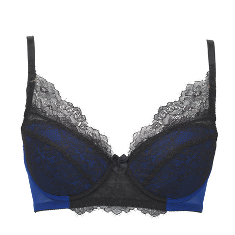ECLIPSE | Lace covered wired bra - BLUE