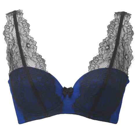 ECLIPSE | Non-wired lace triangular bra - BLUE