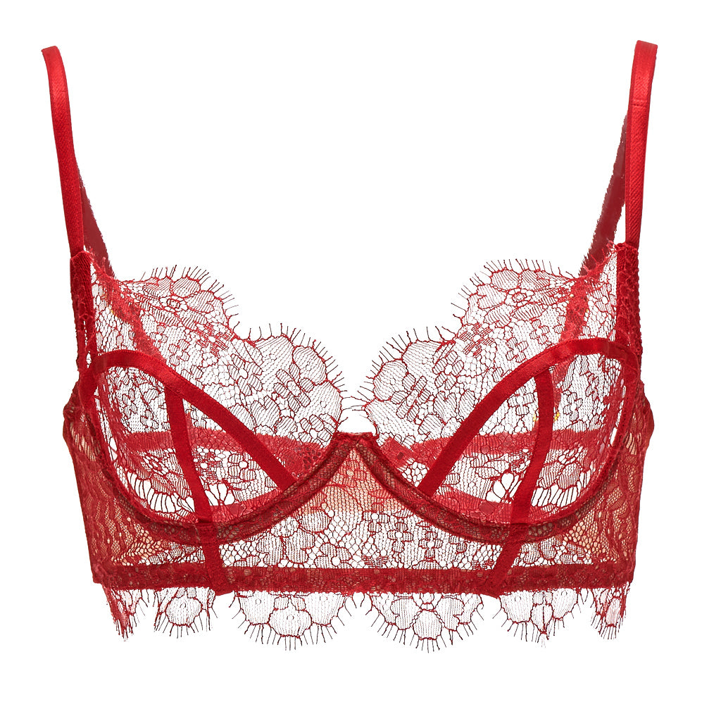 SEDUCTION | Non-Padded  Lace Balconette Bra - Red