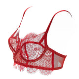 SEDUCTION | Non-Padded  Lace Balconette Bra - Red