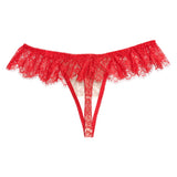 SEDUCTION | High Cut Lace Frill Tanga - Red