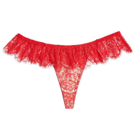 SEDUCTION | High Cut Lace Frill Tanga - Red