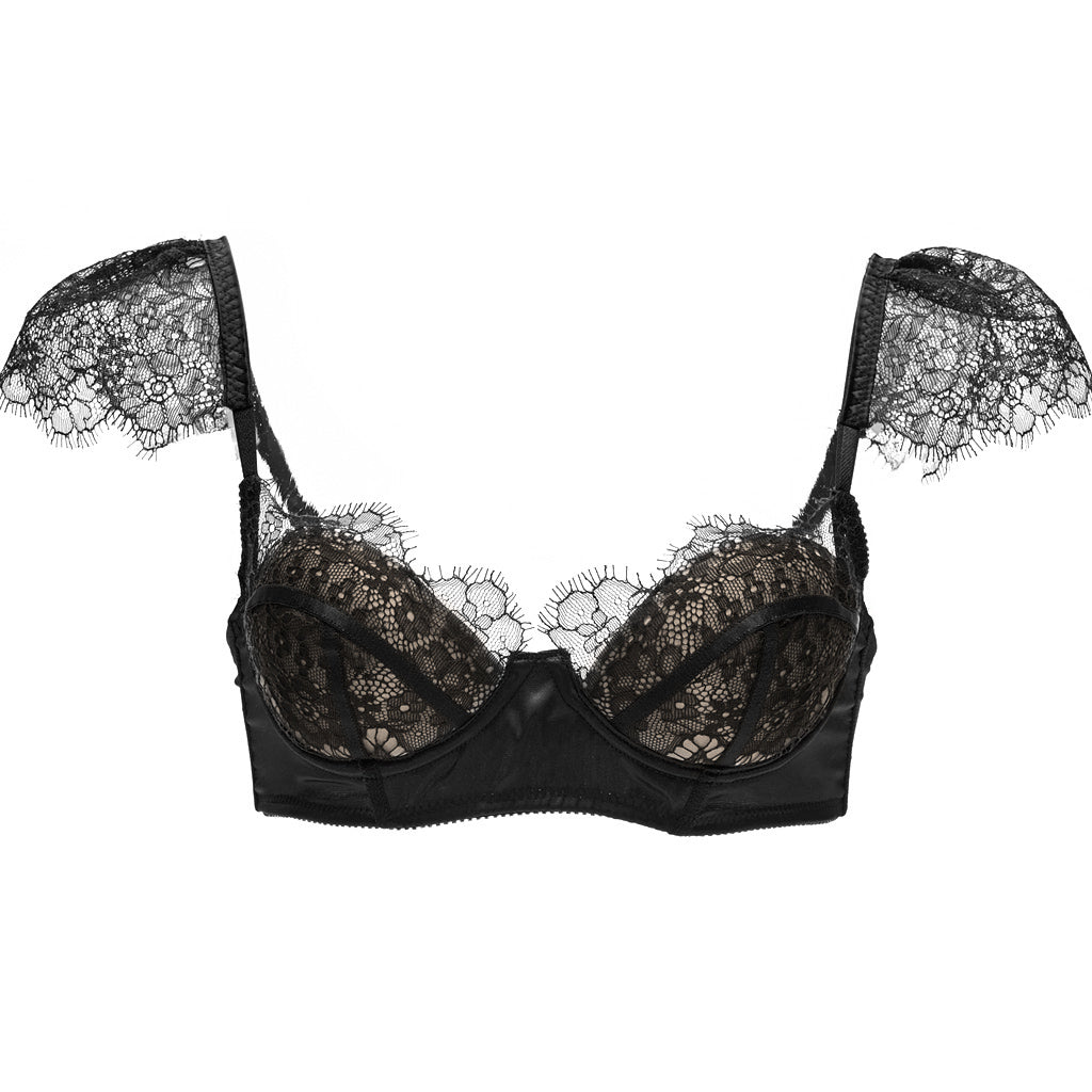 SEDUCTION | Bra with Lace Sleeves - Black