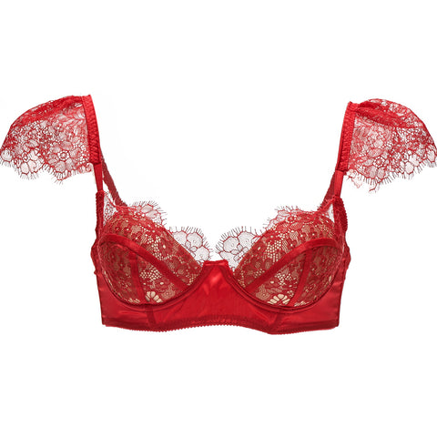 SEDUCTION | Bra with Lace Sleeves - Red