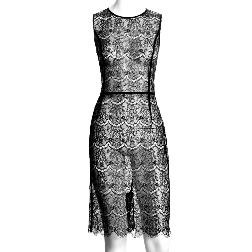 SEDUCTION | Sheer lace one-piece dress - Black