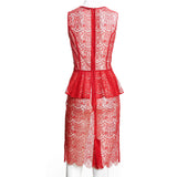 SEDUCTION | Sheer lace one-piece dress - Red