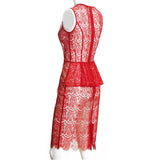 SEDUCTION | Sheer lace one-piece dress - Red