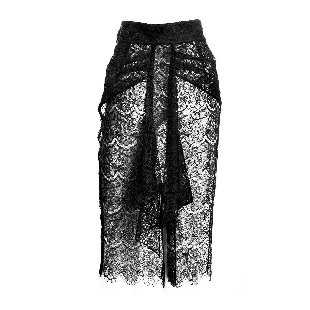 SEDUCTION | Sheer lace Pencil Skirt - Black