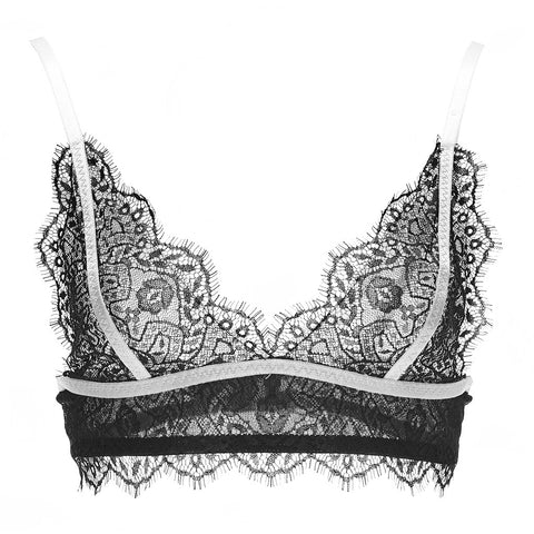 Akiko Ogawa Lingerie 2017S/S BLACK & WHITE Non-Wired Lace Bra BW Front