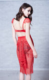 SEDUCTION | Sheer lace Pencil Skirt - Red