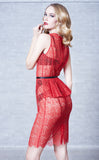SEDUCTION | Sheer lace one-piece dress - Red