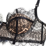 Akiko Ogawa Lingerie | Seduction - Black Lace Balconette Bra detail