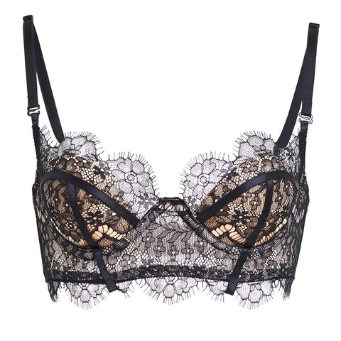 Akiko Ogawa Lingerie | Seduction - Black Lace Balconette Bra