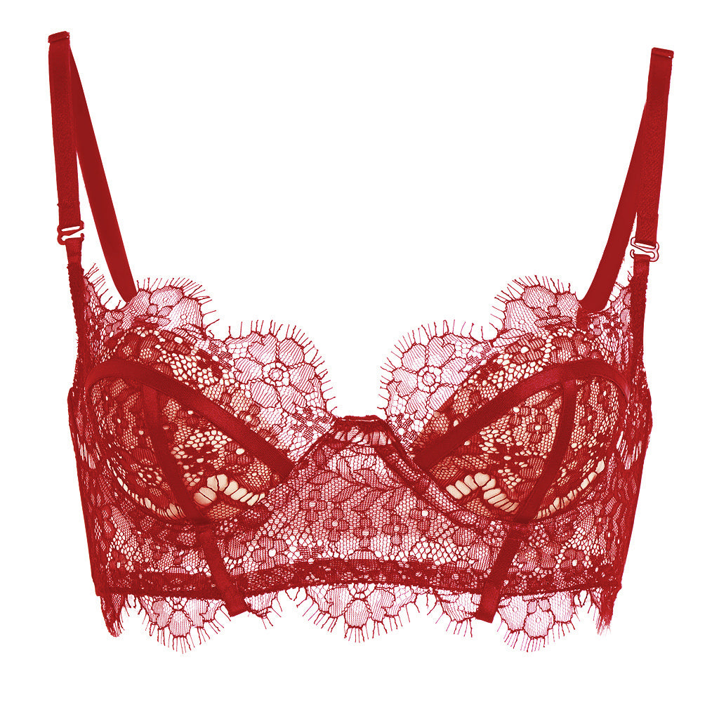 SEDUCTION  RED Lace Balconette Bra – AKIKO OGAWA. Lingerie